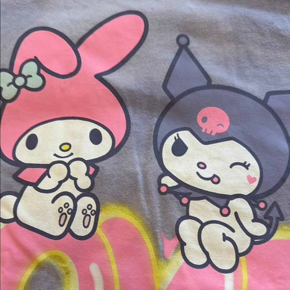 Sanrio Lavender Tee with Pink 'LOVE' Bubble Graphic